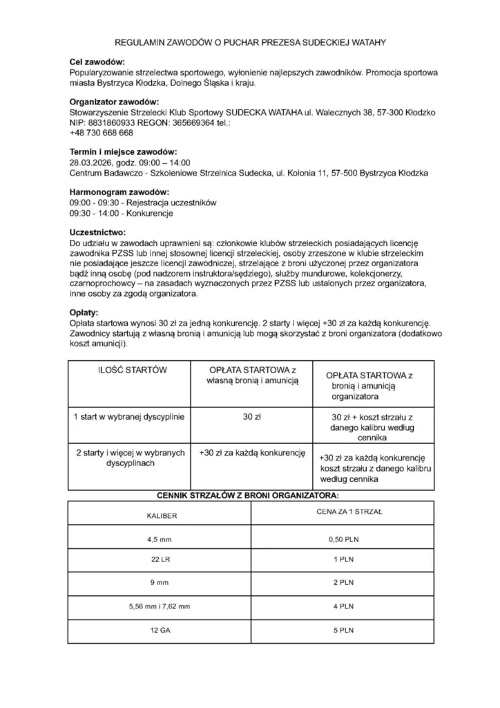 ZAWODY O PUCHAR PREZESA SUDECKIEJ WATAHY- 28.03.2026 R. 🏆 (24.1)